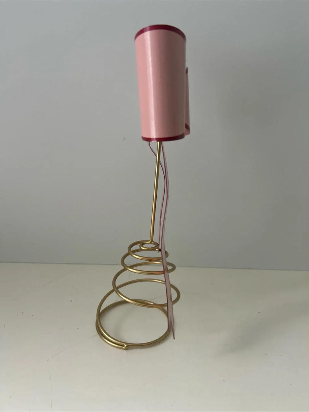 Pink Ribbon Bow Christmas Valentine’s Day Tree Topper Decor with Gold Base